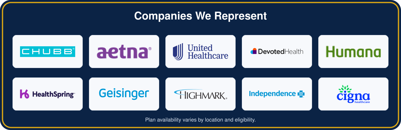 Medicare insurance companies represented by The DeAngelis Agency